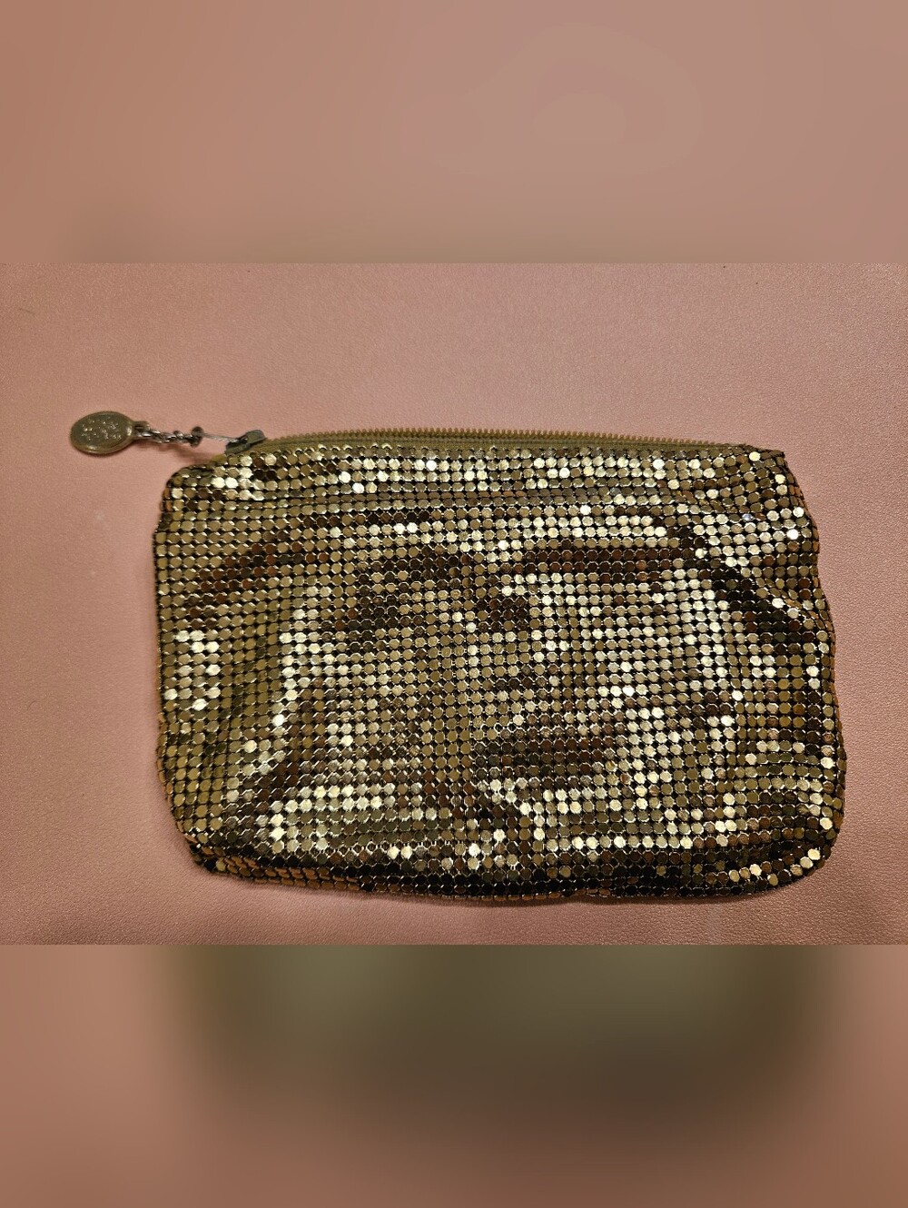 Whiting & Davis Gold Mesh Zip Pouch